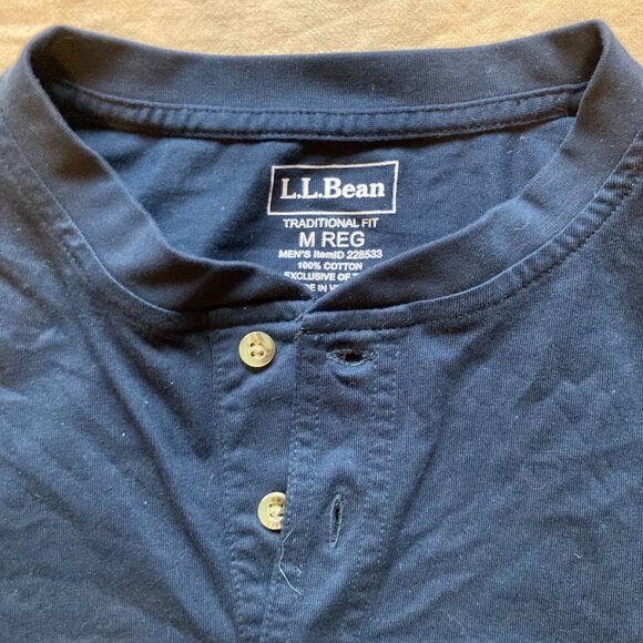 NWT LL Bean Unshrinkable Long Sleeve Henley Shirt Mens Medium Navy Blue/Black - Picture 5 of 9